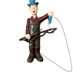 Vintage 1995 Bakery Crafts Fisherman Cake Topper